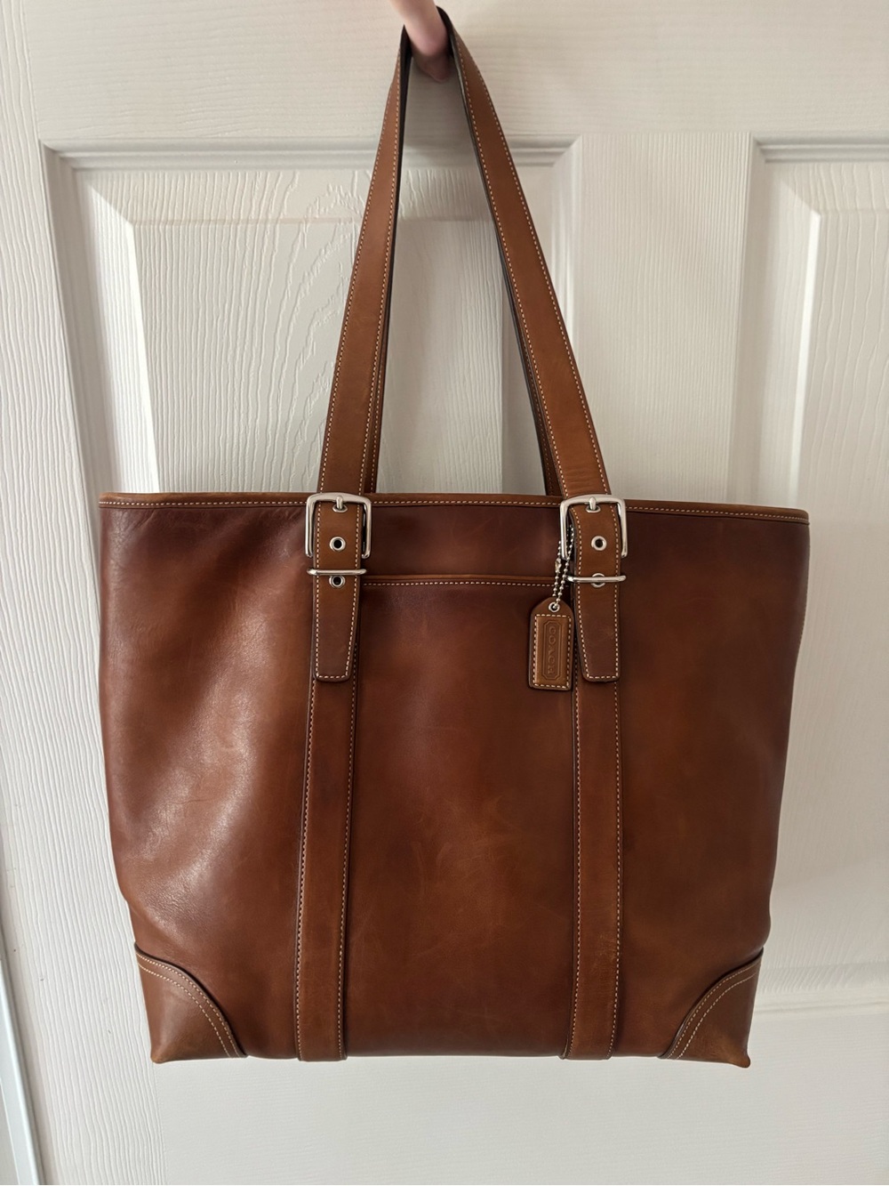 Vintage Coach Hampton Whiskey Brown 6491 Leather Tote Shoulder Bag Carryall - Picture 2 of 15